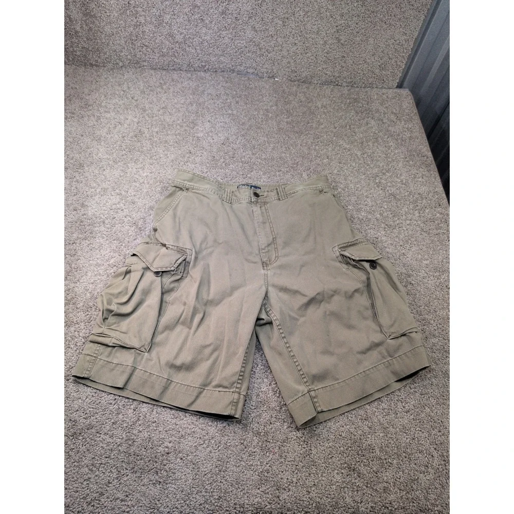 Polo Ralph Lauren Mens Olive Green Cotton Twill Cargo‎ Shorts Size 34 Utility